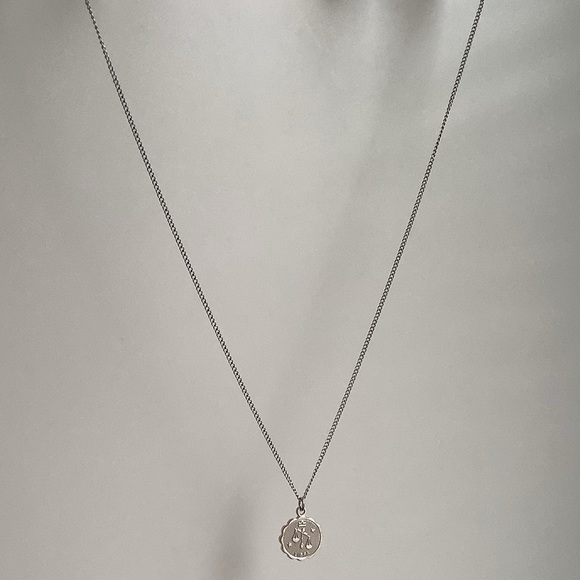 Libra Zodiac dainty pendant charm necklace New vintage STER silver - Picture 5 of 15